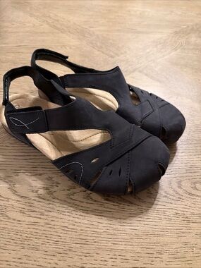 Earth Origins Birdine Women Leather Casual Clog Sandals Shoes Black Size 8.5